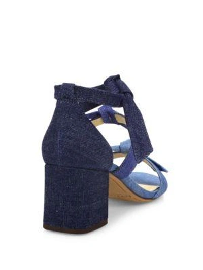Shop Alexandre Birman Mary Bow Colorblock Denim Block-heel Sandals In Mariner