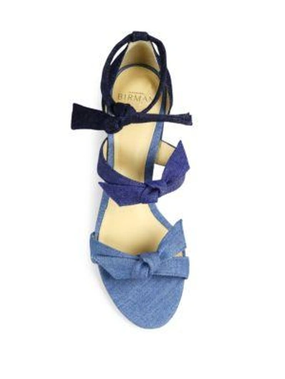 Shop Alexandre Birman Mary Bow Colorblock Denim Block-heel Sandals In Mariner