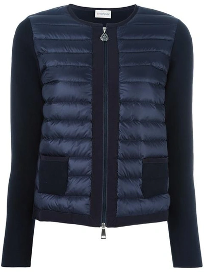 Shop Moncler Knitted Panel Jacket - Black