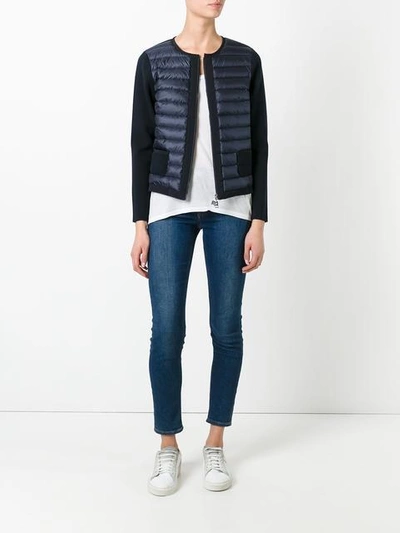 Shop Moncler Knitted Panel Jacket - Black