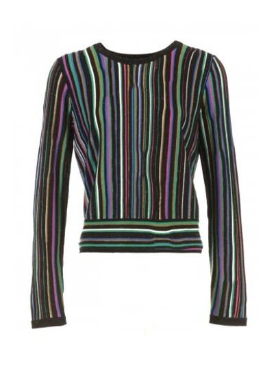 Diane Von Furstenberg Laser Stripe Sweater In Black