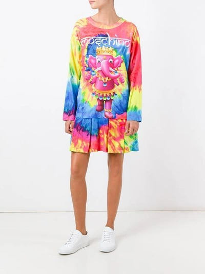 Shop Moschino Elephant Tie Dye Effect Dress - Multicolour