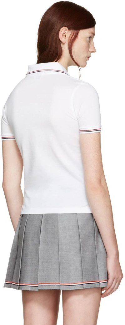 Shop Thom Browne White Short Sleeve Polo In 100 White