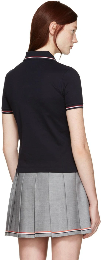 Shop Thom Browne Navy Short Sleeve Polo In 415 Navy
