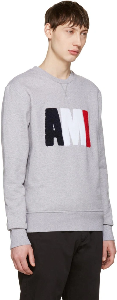 Shop Ami Alexandre Mattiussi Grey Logo Pullover