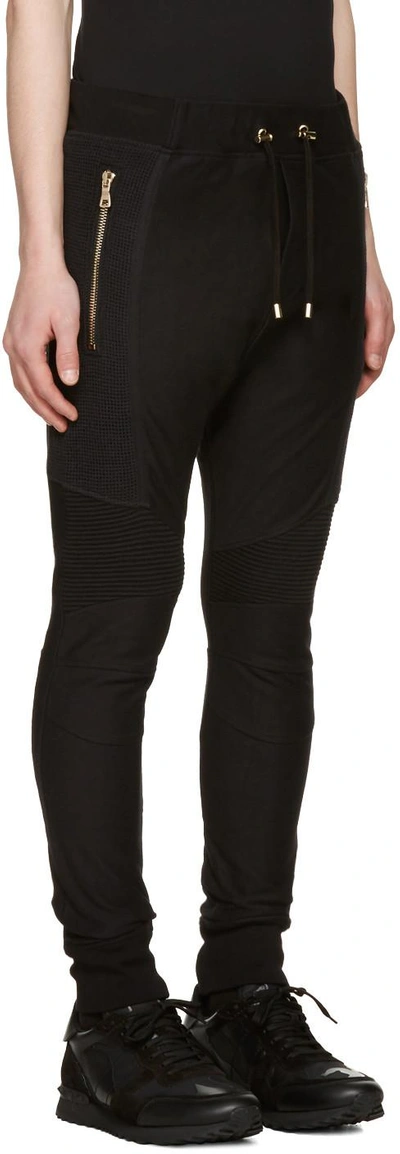 Shop Balmain Black Perforated Lounge Pants