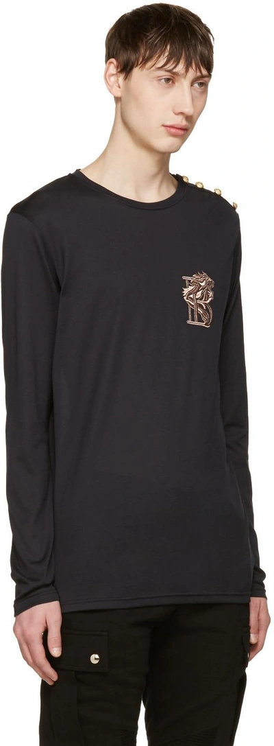 Shop Balmain Black Lion T-shirt