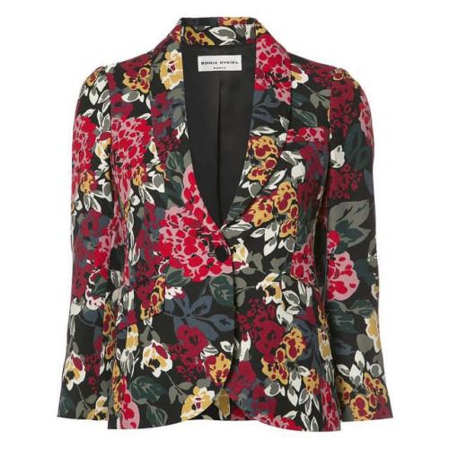 Sonia Rykiel Floral Print Blazer In Black | ModeSens