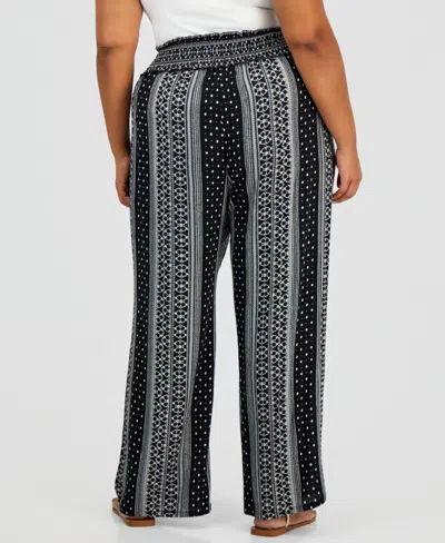 Kingston Grey Trendy Plus Size Pull-on Wide-leg Pants In Multi