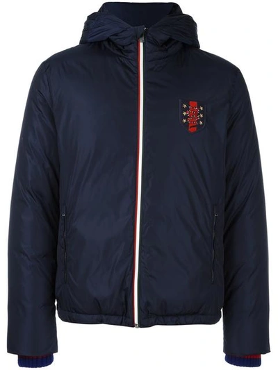 Gucci Nylon Jacket With Kingsnake Web Crest In Navy
