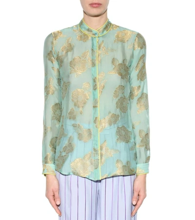 Shop Etro Metallic Silk-blend Blouse In Multicoloured