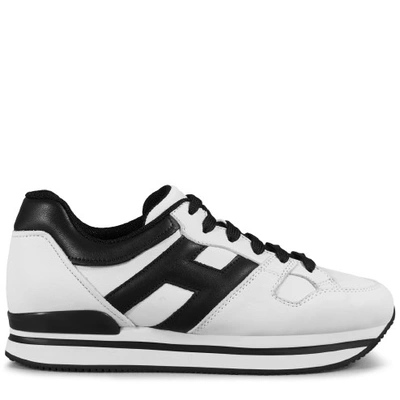 Hogan 50mm H222 Active Leather Sneakers In White/black