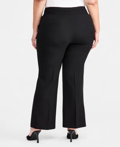 Kasper Plus Size Double-button Bootcut Pants In Black