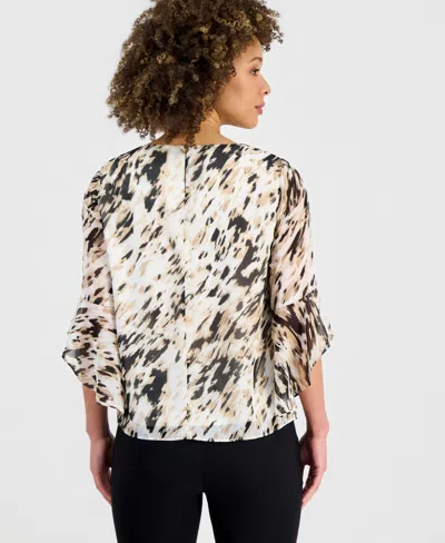Kasper Women's Printed Flared-cuff Blouse In Multi