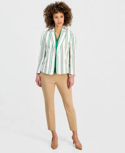 Kasper Women's Striped Flap-pocket Blazer In Pattern