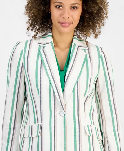 Kasper Women's Striped Flap-pocket Blazer In Pattern