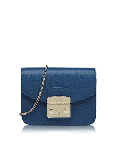 Furla Women's 851165 Blue Leather Shoulder Bag In Brand Size Uni