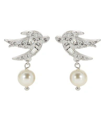 Shop Miu Miu Crystal-embellished Silver Earrings