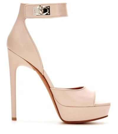 Shop Givenchy Shark 125 Leather Sandals In Eude Piek