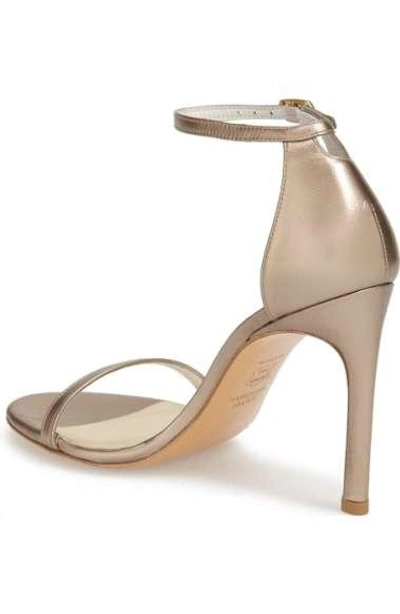 Shop Stuart Weitzman Nudistsong Ankle Strap Sandal In Beige Supple Kid