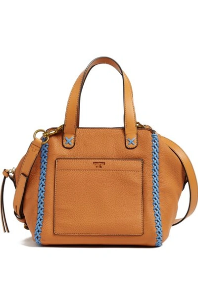 Tory Burch Mini Whipstitch Leather Satchel In Camello