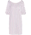 Isa Arfen Bunting Stripe Button-down Cotton Mini Dress In Luetieg