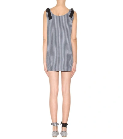 Shop Miu Miu Striped Cotton Dress In Blue