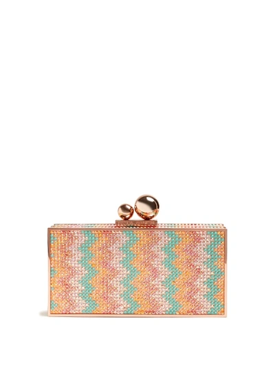 Sophia Webster Clara Crystal-embellished Metal Clutch In Pink And Turquoise