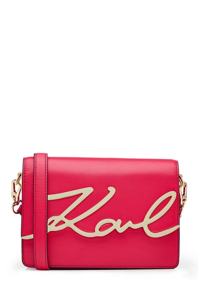Karl Lagerfeld Karl Leather Shoulder Bag In Red