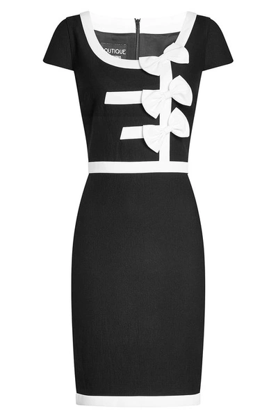 Boutique Moschino Bow Detail Fitted Dress In Black