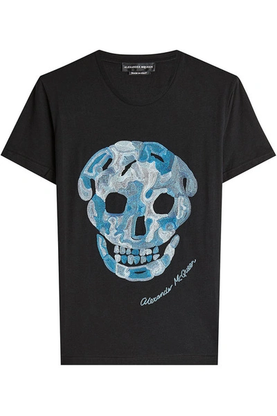Alexander Mcqueen Skull Embroidered Organic Cotton T-shirt