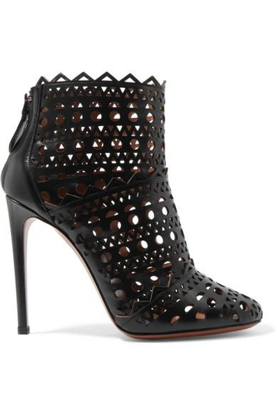 Shop Alaïa Laser-cut Leather Ankle Boots