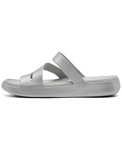 Crocs Getaway Metallic Platform Toe Loop In Silver