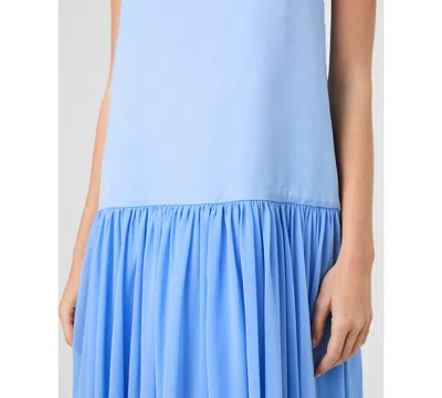French Connection Marina Mixed Media Drop Waist Maxi Dress In Blue