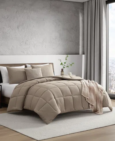 Kenneth Cole Reaction Solid Washed Microfiber 5-pc. Comforter Set, Full/queen In Neutral