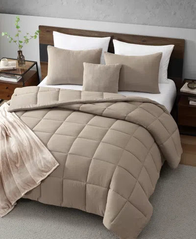 Kenneth Cole Reaction Solid Washed Microfiber 5-pc. Comforter Set, Full/queen In Neutral