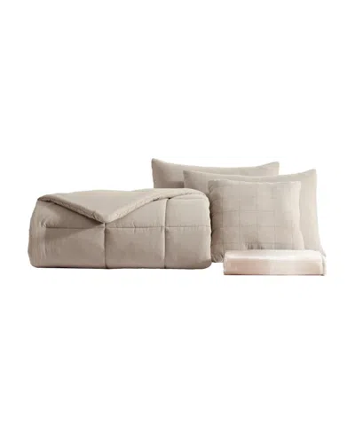 Kenneth Cole Reaction Solid Washed Microfiber Comforter Set In Neutral