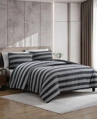 Kenneth Cole New York Banded Stripe Textured Microfiber 7-pc. Comforter Set, King In Multi