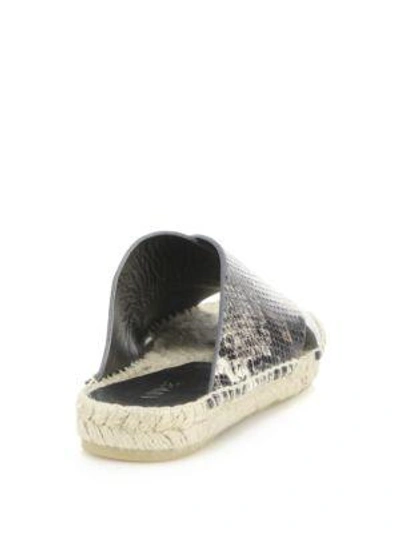 Shop Vince Castel Snake-embossed Leather Crisscross Espadrille Slide Sandals In Natural