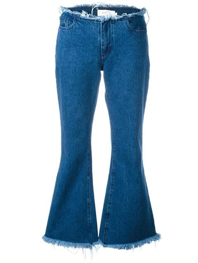 Shop Marques' Almeida Frayed Flared Jeans In Blue