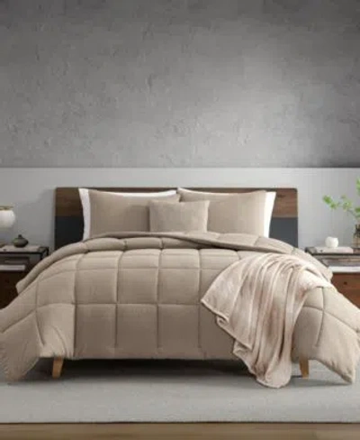 Kenneth Cole Reaction Solid Washed Microfiber Comforter Set In Brown