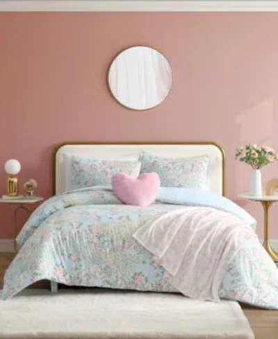 Betsey Johnson Patchwork Floral Microfiber Comforter Set In Blue