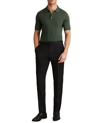 Reiss Kale Green Manor Merino Wool Short-sleeve Polo Shirt