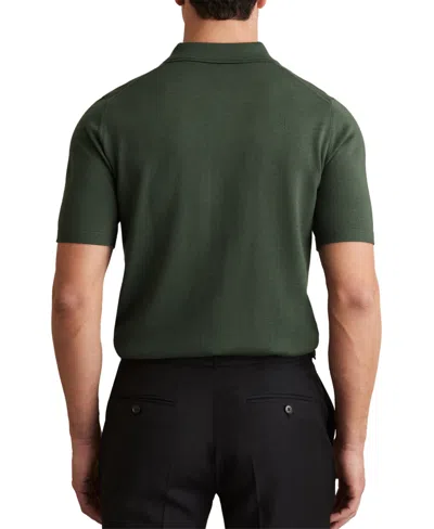 Reiss Kale Green Manor Merino Wool Short-sleeve Polo Shirt