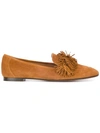 Aquazzura Wild Thing Fringed Suede Loafers In Brown