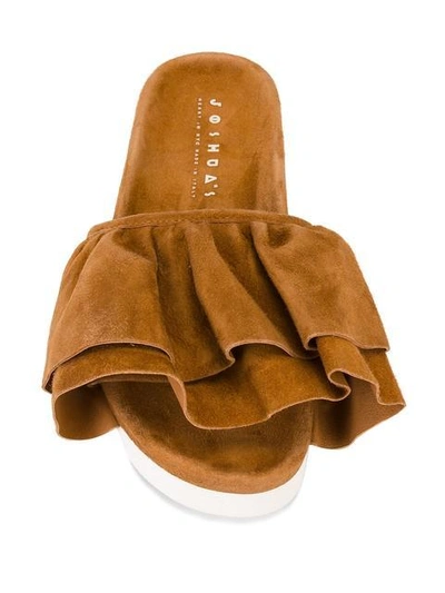 Shop Joshua Sanders Ruffle Detail Slides In Brown