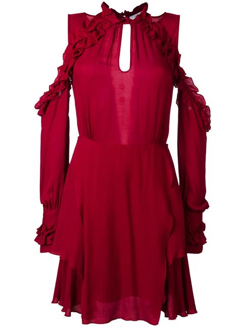 Iro Hanie Cutout Ruffled Crepe Mini Dress In Wine | ModeSens