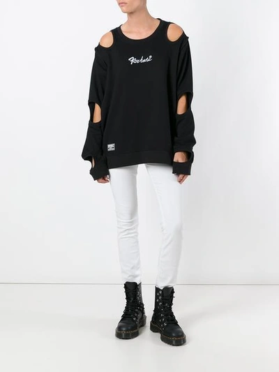 Shop Ktz Cut-off Detail Longsleeved T-shirt In Black