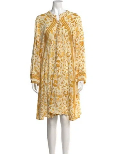 Pre-owned Natalie Martin Floral Print Mini Dress In Yellow