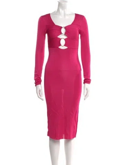 Pre-owned Tom Ford Square Neckline Midi Length Dress In Pink